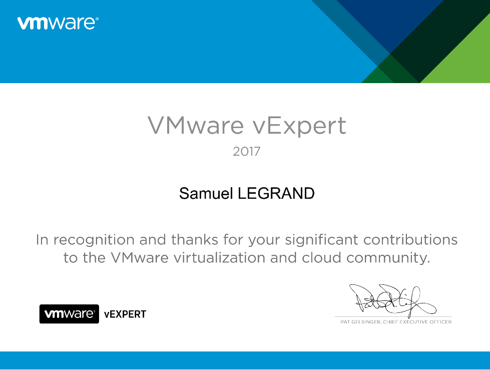 VMware vExpert 2018 award